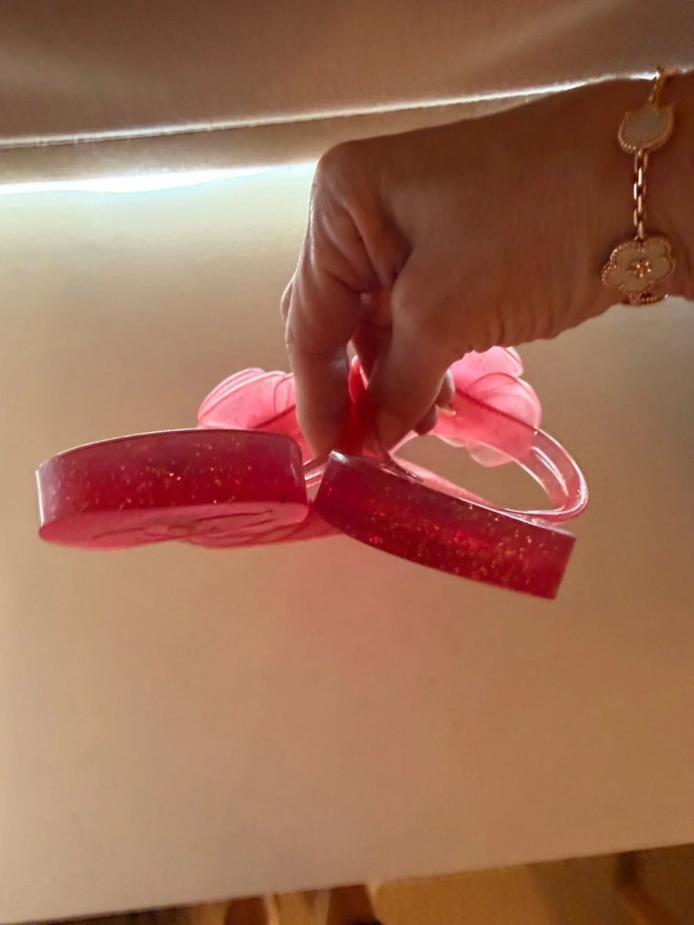 CHANEL Pink Jelly Camellia Slide Sandals with Gold CC Accents
